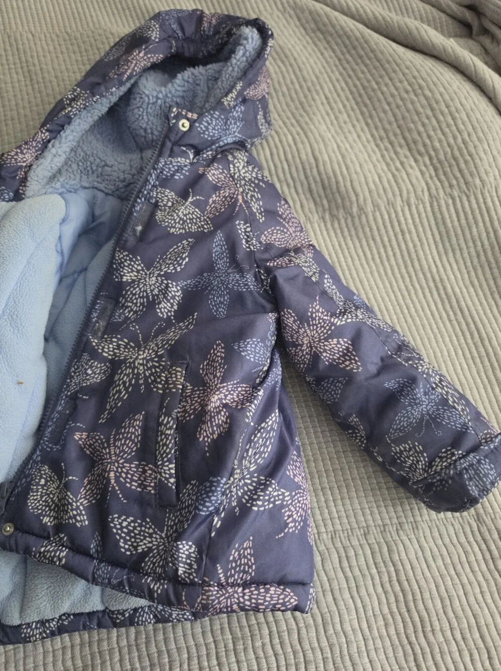 OshKosh B'gosh Navy Floral Puffer Coat 3T